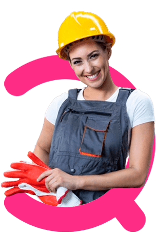 Trabajadores con guantes de la home